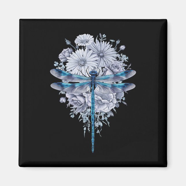 Aimant Aquarelle de libellules bleues L'art Insecte la Te (Devant)