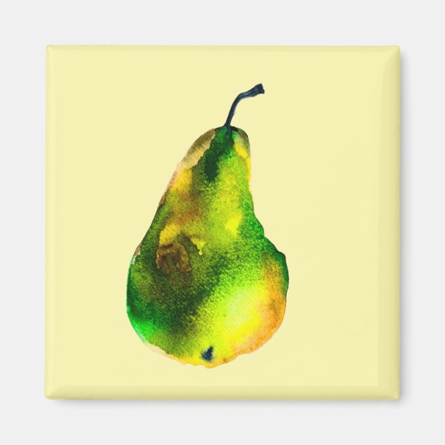 Aimant Aquarelle de poire verte fruit (Devant)
