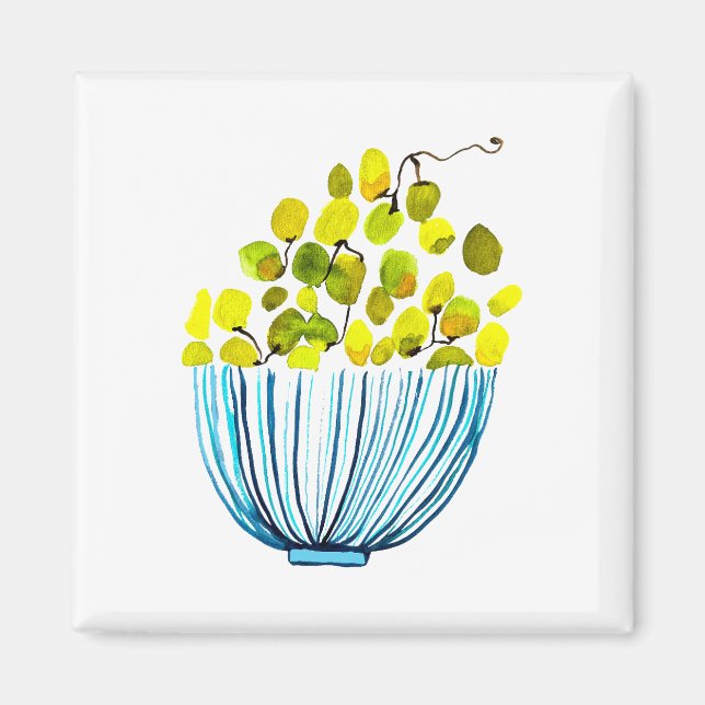 Aimant Aquarelle de raisins fruits mignons (Devant)