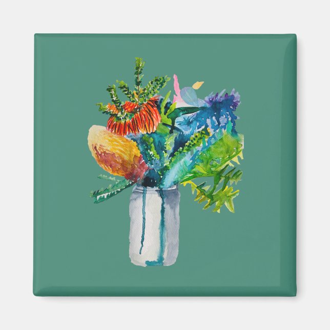 Aimant Aquarelle des fleurs australiennes (Devant)