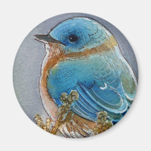 Aimant Aquarelle d'oiseau bleu