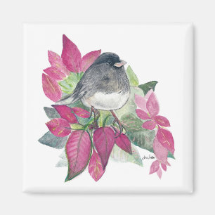 Aimant Aquarelle d'oiseaux de Junco foncé