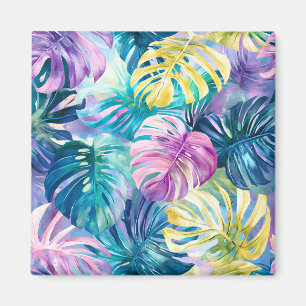 Aimant Aquarelle d'or Paradis Feuille tropical