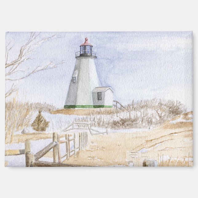 Aimant Aquarelle du phare de Plymouth (Recto)
