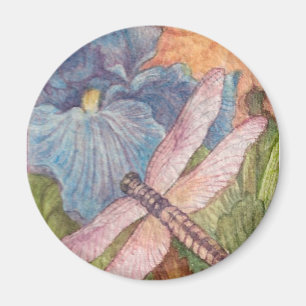 Aimant Aquarelle en iris de libellule illustrée