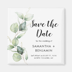 Aimant Aquarelle Eucalyptus Mariage Enregistrer la date