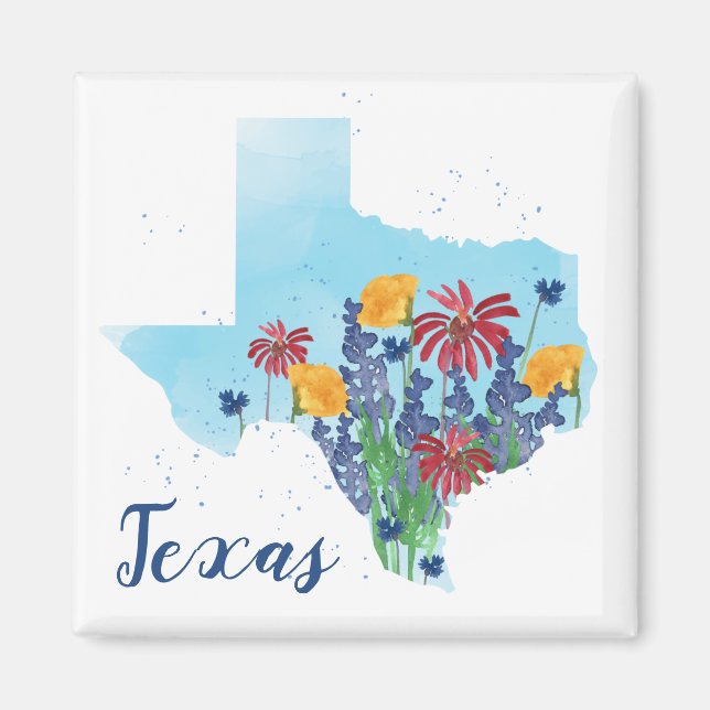 Aimant Aquarelle Fleur sauvage du Texas (Devant)