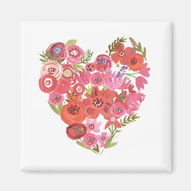 Aimant Aquarelle Floral Heart | Valentine Chic II (Devant)