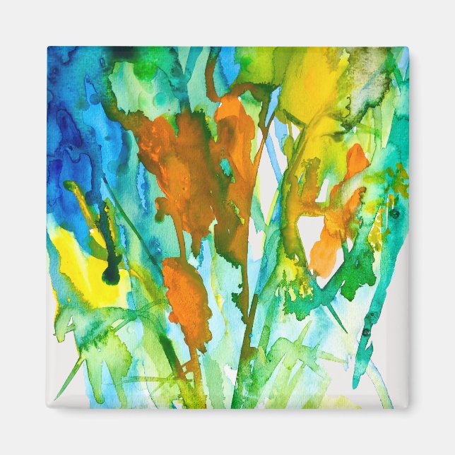 Aimant aquarelle florale Abstraite (Devant)