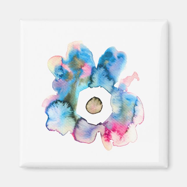 Aimant Aquarelle florale dessinée main art abstrait (Devant)