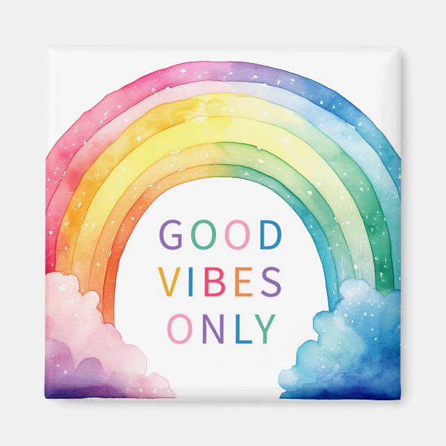 Aimant Aquarelle Good Vibes uniquement Rainbow (Devant)