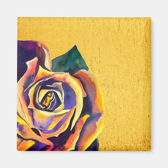 Aimant Aquarelle gothique Rose dorée (Devant)