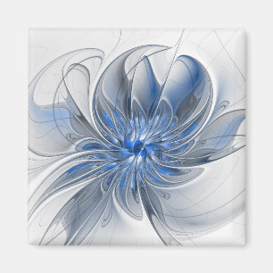 Aimant Aquarelle gris bleu Abstrait Fractal Art Flower
