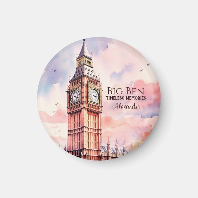 Aimant Aquarelle Icone Landmark City Londres Big Ben (Devant)