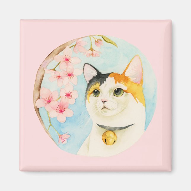 Aimant Aquarelle japonaise Calico (Devant)