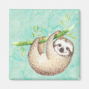 Aimant Aquarelle Joyeuse Sloth
