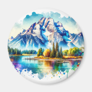 Aimant Aquarelle lumineuse Grand Teton National Park Wyom