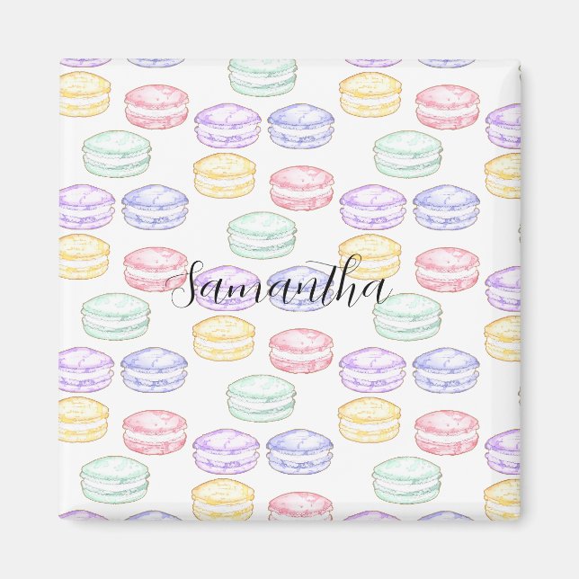 Aimant Aquarelle Macarons français (Devant)
