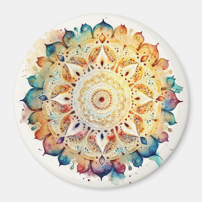 Aimant Aquarelle Mandala (Devant)