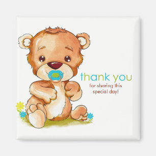 Aimant Aquarelle mignonne Bébé Ours Garçon Merci