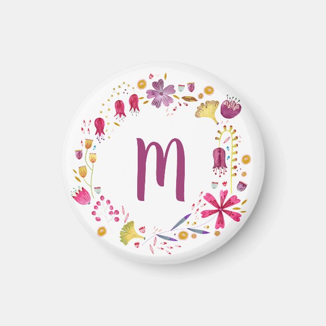 Aimant Aquarelle monographique Floral (Devant)
