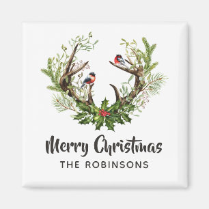 Aimant Aquarelle Noël de rennes rustiques