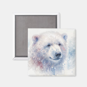Aimant Aquarelle Ours Polaire Hiver