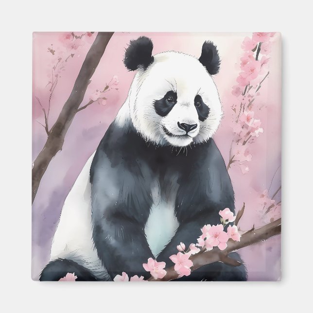 Aimant Aquarelle Peinture Panda Ours (Devant)
