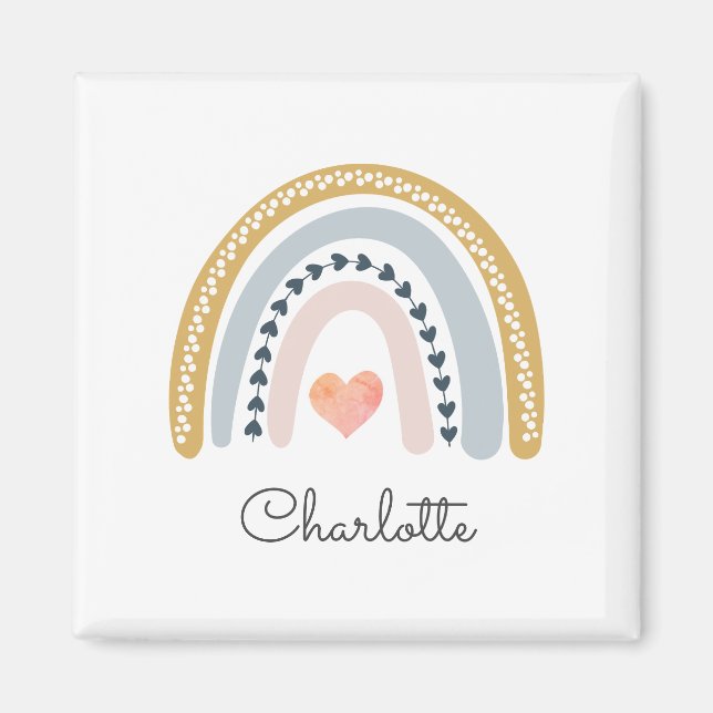 Aimant Aquarelle personnalisée Boho Rainbow (Devant)