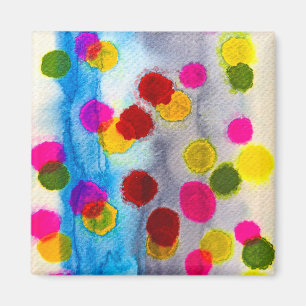 Aimant Aquarelle pois bleue abstraite