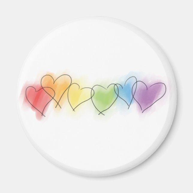 Aimant Aquarelle Rainbow Hearts (Devant)