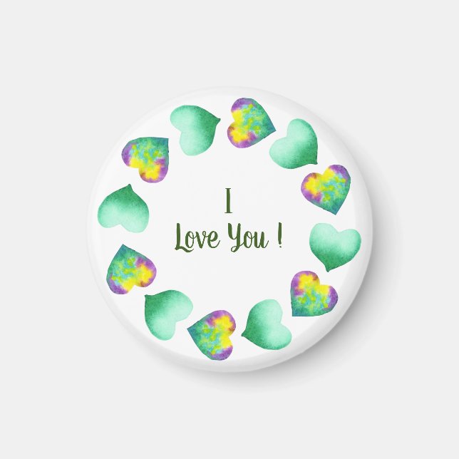 Aimant Aquarelle romantique Cute Vert Saint Valentin (Devant)