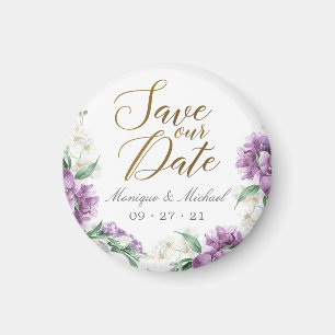 Aimant Aquarelle romantique violet Floral Enregistrer la