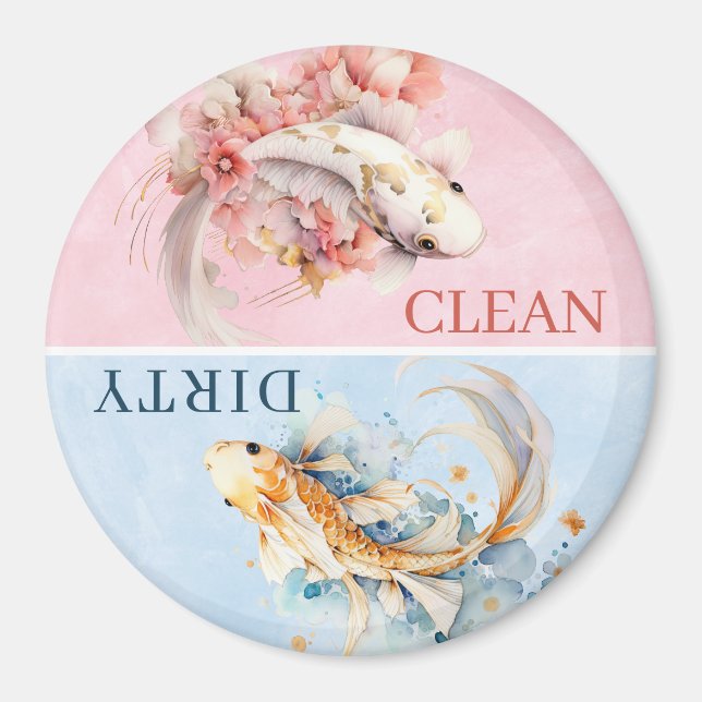 Aimant Aquarelle rose bleu or Koi Poisson Lave-vaisselle (Devant)