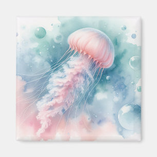 Aimant Aquarelle rose délicate méduse