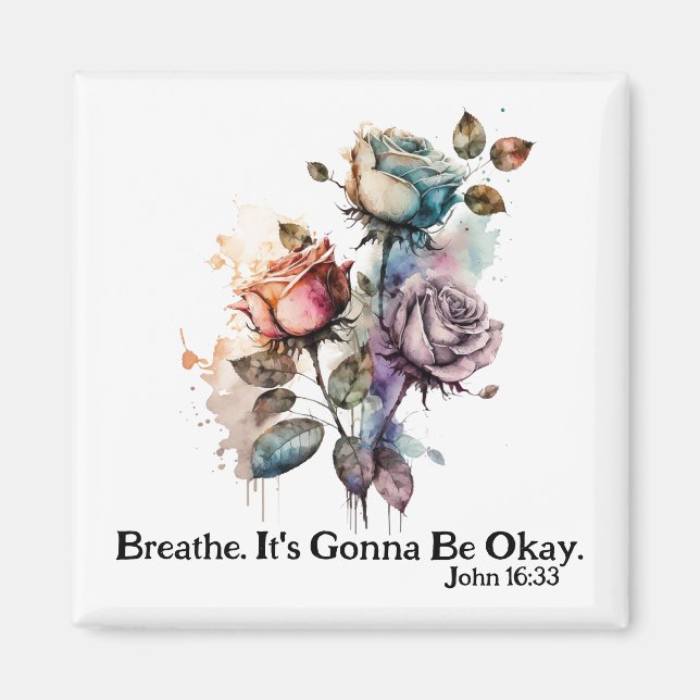 Aimant Aquarelle rose écriture bible verset blanc (Devant)