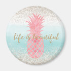 Aquarelle rose Fille Ananas tropical