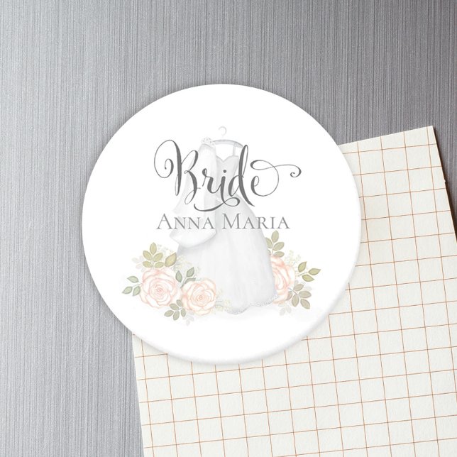 Aimant Aquarelle Rose Mariage robe  (Créateur téléchargé)