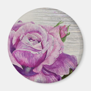 Aimant Aquarelle rustique Bois Rose violet