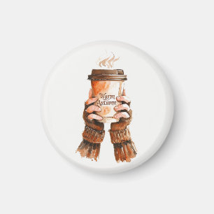 Aimant Aquarelle tenant de la Mug de café