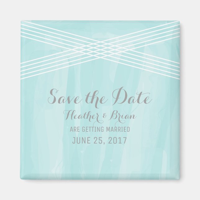 Aimant Aquarelle turquoise Déco Enregistrer la date (Devant)