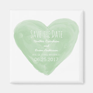 Aimant Aquarelle verte Coeur Enregistrer l'aimant Date