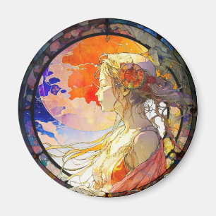 Aimant Aquarelle vibrante de l'aimant fille