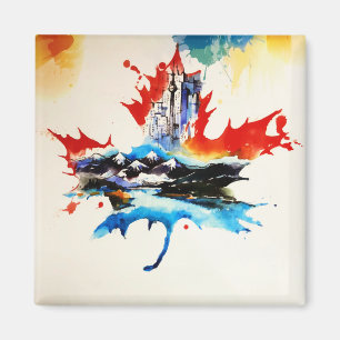 Aimant Aquarelle vintage d'amour de voyage de feuille