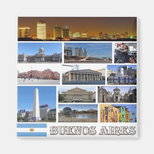 Aimant AR - Argentine - Buenos Aires - Mosaïque - Collage