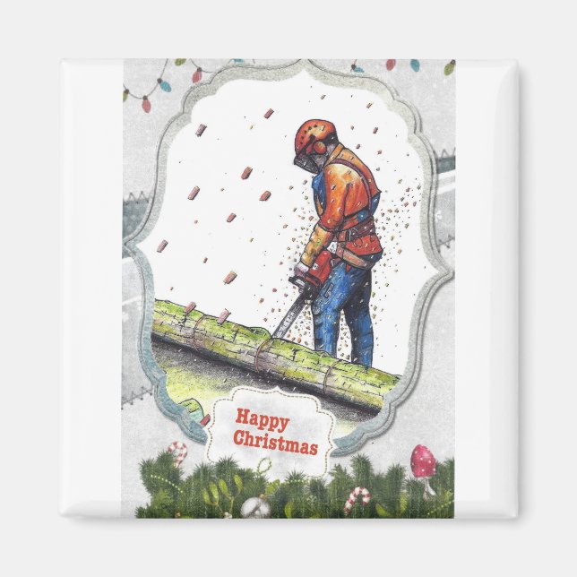 Aimant Arborist chainsaw tree surgeon Gift Christmas (Devant)