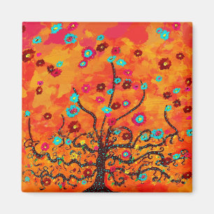Aimant Arbre Brown De Vie Avec Fleurs Et Boho De Couleur