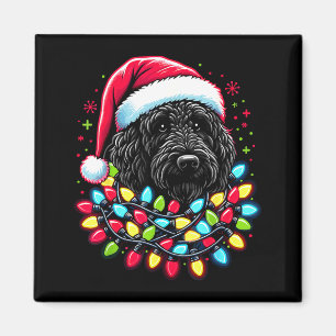 Aimant Arbre de Noël Black Labradoodle Lumières de Noël D