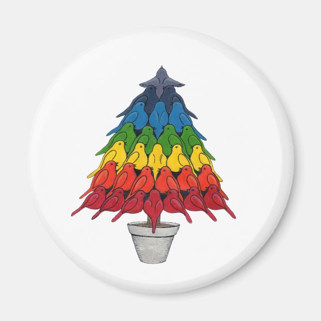 Aimant Arbre de Noël des Robins Arc-en-ciel (Devant)