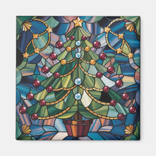Aimant Arbre de Noël en verre coloré de style Tiffany